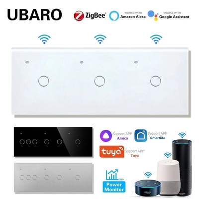 Voice Control 420g Smart Zigbee Switch Wall Mounted 3 Gang Smart Light Switch