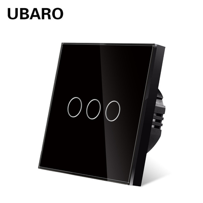good price EU UK Standard Touch Dimmer Switch 240VAC 3 Gang Black Touch Switch online