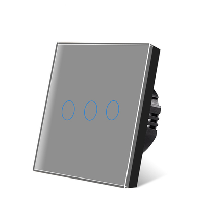 good price 86Type EU Standard Grey Touch Light Wall Switch Tempered Glass Panel Touch Switch With Led Indicator online