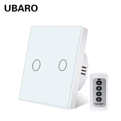 good price EU 86 Type Tempered Glass Panel Home Devices Wireless Remote Switch White 2 Button Remote Control Power Switch online