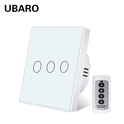 good price Smart Home White Tempered Glass Panel Wireless Remote Switch Controllable Remote Wall Switch 0 - 20 Meters online