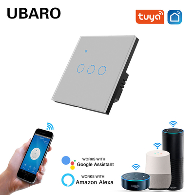 good price Tuya 3gang Wall Mounted Smart Wi Fi Switch Grey Type 86 European Standard With Google Assistant Amazon Alexa Alice Voice online