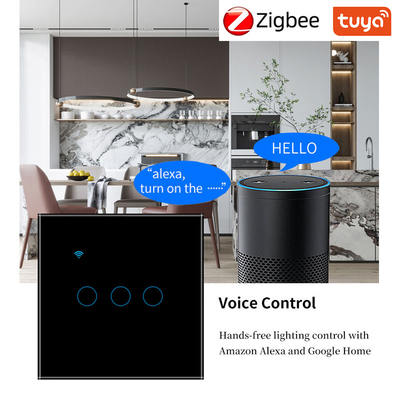 quality UBARO Tuya Zigbee Smart Switch Support Voice Activated Wall 3 Gang 10A Black App/Touch Control Timing Sharing factory