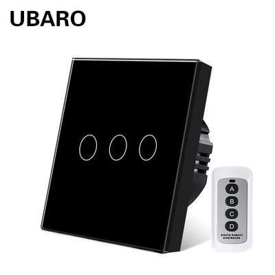 good price Type 86 Wireless Remote Switch 433RF 3gang European Standard Remote Lamp Tempered Glass Panel Switch online