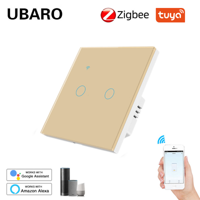 good price Alexa Voice Control Smart Zigbee Switch Google Home Remote Lite Switch Gold 2 Gang Tuya App Smart Life online