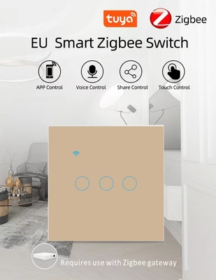 good price Smart Zigbee Switch Gold EU / UK Standard 220V Wall Switch App Contorl online