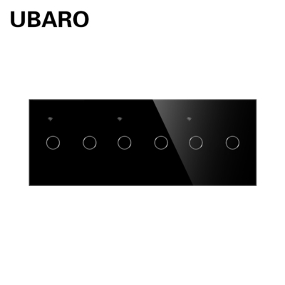 good price 228*86mm Tempered Glass Panel Tuya WIFI Smart Light Switch White Black Grey 6 Gang Wireless Timer Switch online