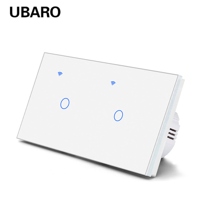 good price 146*86mm 2 Gang  Fireproof Tuya Smart Home WIFI  Light Switch With Remote Control Electric Switch 240V Voice Control online