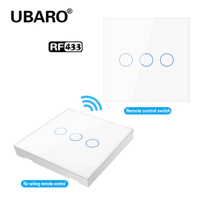 good price EU 86 Type 20 Meters Wireless Remote Control Wall Switch Smart Home Wireless Power Switch 3 Gang Glass Panel online