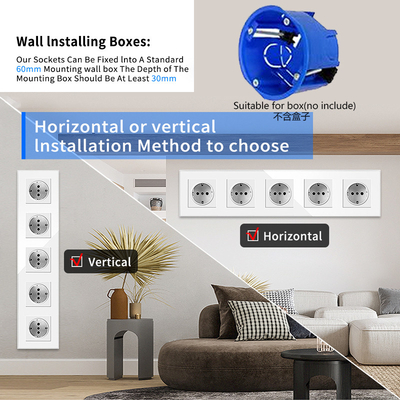 good price Electrical Wall Socket with Phosphor Bronze Conductor Type 366 Tempered Glass Panel online