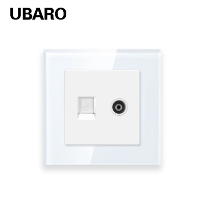 good price White Black Gray RJ45TV Dual Light Socket Accessories Tempered Glass Panel online