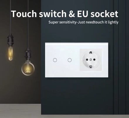 good price Euro Standard Type 157 2 Gang Touch Switch Socket Combination For Circular Mounting Box online