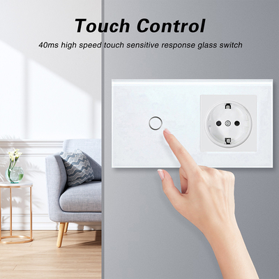 Goede prijs. Type 146 Gehard glaspaneel schakelaar en stopcontact met LED-indicator Online