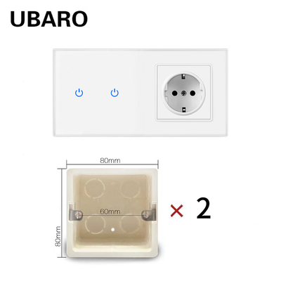 good price EU Standard Wall Mounted Switch Socket Combo with Tempered Glass Panel online