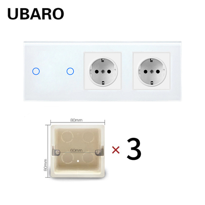 good price Single Live Wire Control Touch Switch With 2 Sockets And 2 Light 60mm Hole Spacing online