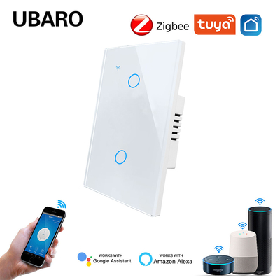 good price Tempered Glass Panel 2Gang 110V Tuya Zigbee Off/On Switch Smart Life App Wifi Power Switch For Home Automation online