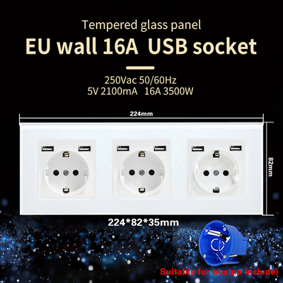 good price EU Standard USB Wall Socket 3500W Electric Sockets With Usb Mounting Bottom Box online