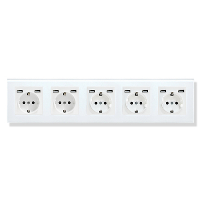 good price 60mm GND Modern Plug Sockets Tempered Glass Panel Wall Socket With Usb Port online