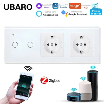 good price 228 X 86 X 35mm Light Switch And Plug Combo CE Vioce Control Switch And Socket Combination online