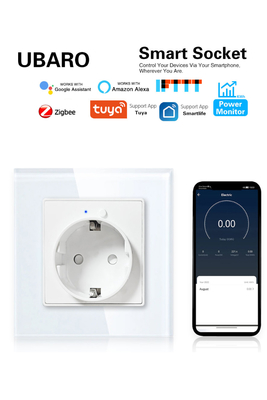 good price Tuya Zigbee Smart Socket 16A 3500W Wall Power Outlet Voice Control App Smart Speaker online
