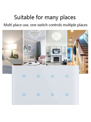 good price 146 Type 8gang Tempered Glass Panel Tuya Smart WIFI Switch CE Wireless Light And Switch 50-60Hz Google Assistant Alexa online