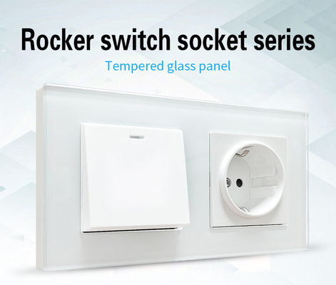 good price Tempered Glass Panel Vintage Sockets And Switches Home Push Switch Socket Combo online