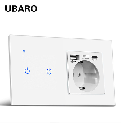 good price TuYa WiFi TypeC USB White Switches And Sockets Black Grey Remote Plug Socket CE online