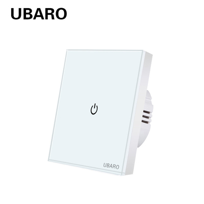good price UBARO 1gang Tempered Glass Touch Switch Panel 86*86mm 100-240VAC Input online
