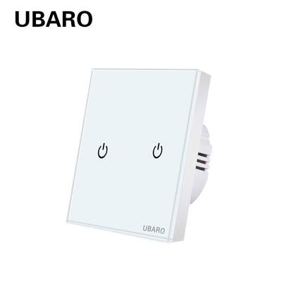 good price UABRO EU/UK Standard 2Gang Wall Light Touch Switch Luxury Glass Panel Led Indicator 220V 10A 5-300W/Gang online