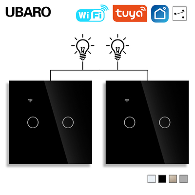 good price UABRO 2 Gang 2Way Smart Home Dual Wall WI-FI Switch Led Indicator On-Blue App Control Support Alexa Voice online