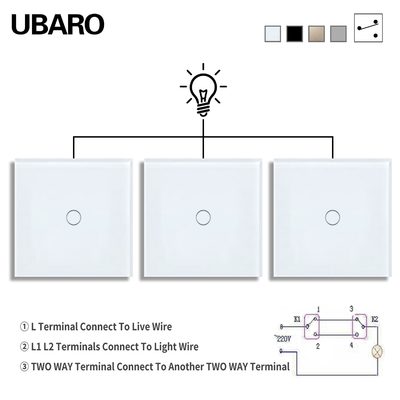 good price Manual Touch On Off Dual Light Switch Single Fire Wire Control Stair Cross Switch 50-60Hz 10A 1Gang 2way online