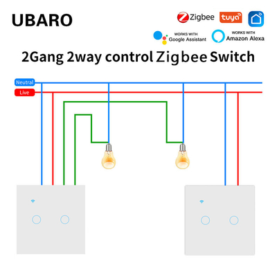 good price 2 Gang 2 Way Dual Dimmer Switch Zigbee TuYa Switch Voice APP Touch Control online