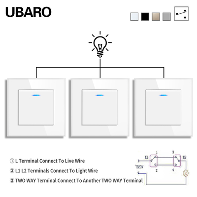 good price 82Types EU Standard Wall Mounted Dual Light Switch For Home Office 1Gang 3Way Intermediate Switch 250V 10A 2000W/Gang online