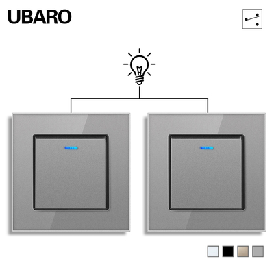good price UBARO EU/UK Standard 86Type Fireproof Wall Switch 1-4 Gang Double Switch 3-2000w LED Light Switch Socket online
