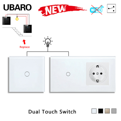 quality Tempered Glass Panel Dual Light Switch 86 Types-157 Types Switch And Socket 16sets/ctn 410*300*210mm factory