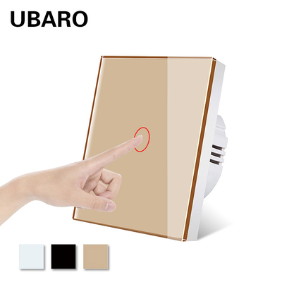 Un buen precio. Panel de vidrio templado de oro Interruptor táctil de pared para muebles para el hogar lámpara LED 10A 5-300W / banda 220V En línea