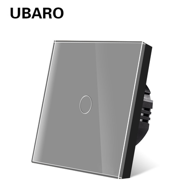 good price EU/UK Standard Grey Tempered Glass Panel Touch Switch Wall Sensor Power Button With Led Indicator online