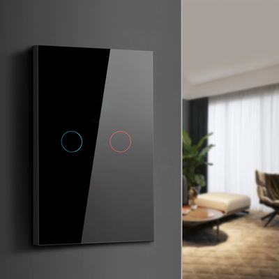 Goede prijs. US 2Gang Single Live Wire118*74*35mm Touch Light Switch Branddicht Vierkante PC Shell Power Sensor Knoppen Online