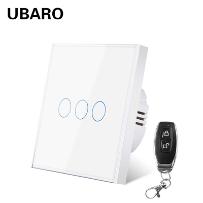 good price EU Market 3Gang Remote Control Light Switch 5-60Feet Distance Range With Tempered Glass Panel online