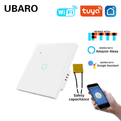 Un buon prezzo. Hai bisogno di un condensatore da 1 modulo Tuya WIFI Smart Light Switch con pannello in vetro temperato e telecomando ad attivazione vocale In linea