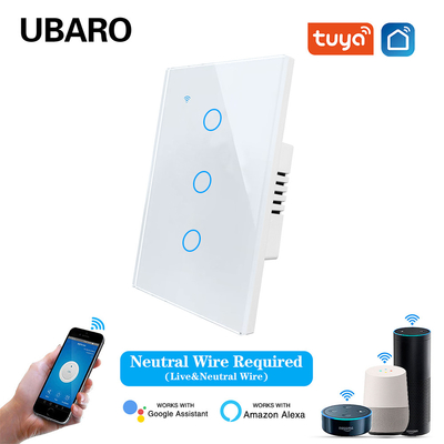 good price 3gang Need Neutral Wire Control Smart Light Switch With App Control Voice Control Manuel Control Timing Set online