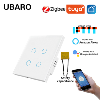 good price Tuya Zigbee Smart Switch Type 86 For Eu/Uk Standards 4 Gang Tempered Glass Panel Work With Google Assistant Amazon Alexa online