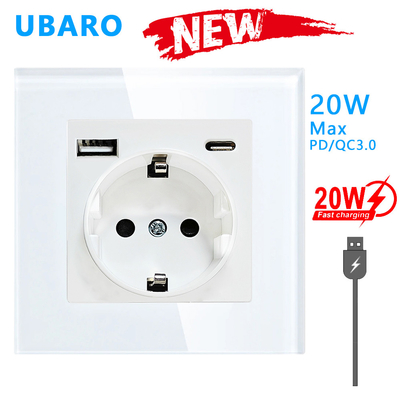 good price AC250V Rated Voltage 86 Type EU Standard USB Type C Port Fast Charging Socket for Quick Charging and L/N/GND Wiring Mode online